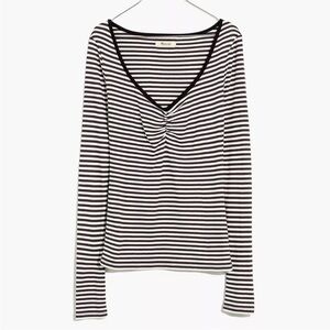Madewell Black and White Striped Long Sleeve Top
